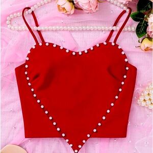 Heart shaped top with studded pearls large